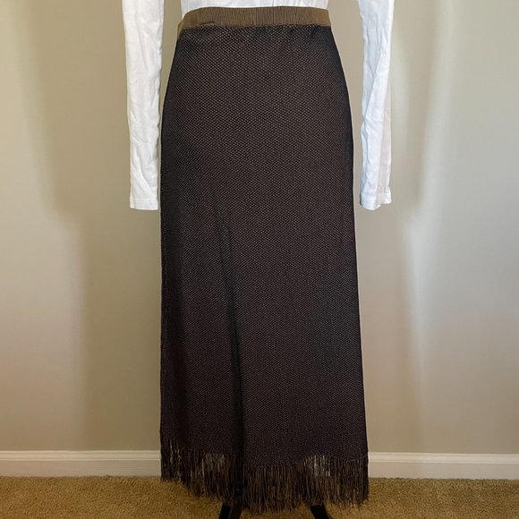 fringed, sweater knit skirt - Picture 8 of 12